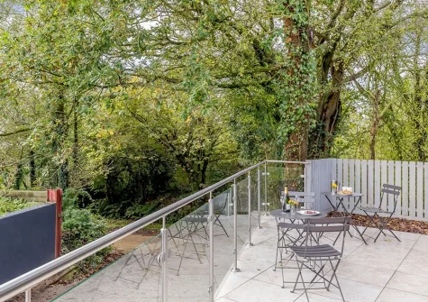 The terrace & outdoor sitting area at Two Bees Barn, Bridgerule