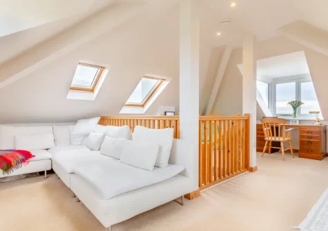 The first floor living room at Two Stiles, St Merryn