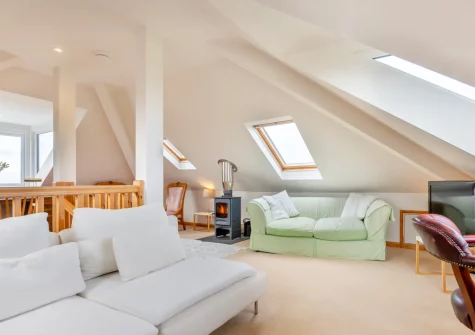 The first floor living room at Two Stiles, St Merryn