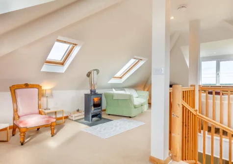 The first floor living room at Two Stiles, St Merryn