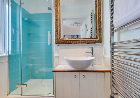 The en-suite shower room at Up In The Ayr, St Ives