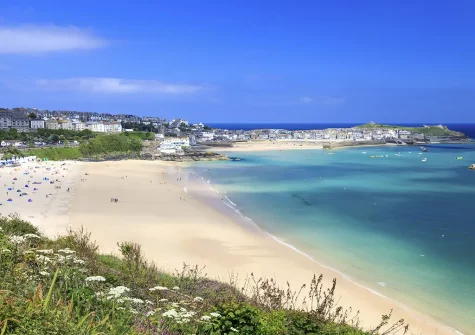St Ives has four main beaches, which between them, offer miles of golden sand, azure waters and stunning views