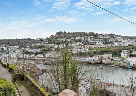 The view across the river from the decked patio & alfresco dining area at Valerian, Looe