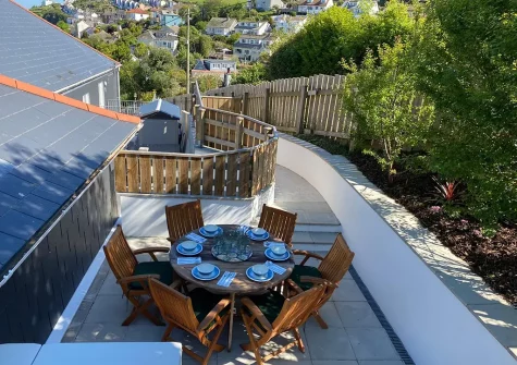 The patio & alfresco dining area at Valley View, Mevagissey