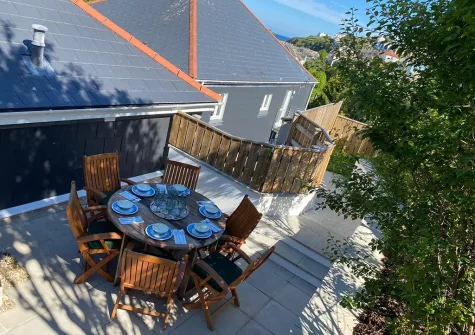 The patio & alfresco dining area at Valley View, Mevagissey