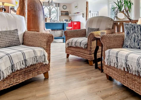 Valley View, Woodford is a beautifully converted chapel retreat near the Cornwall-Devon border, featuring a peaceful garden, stunning countryside views from its reverse-level living space, and the South West Coast Path just moments from your door.