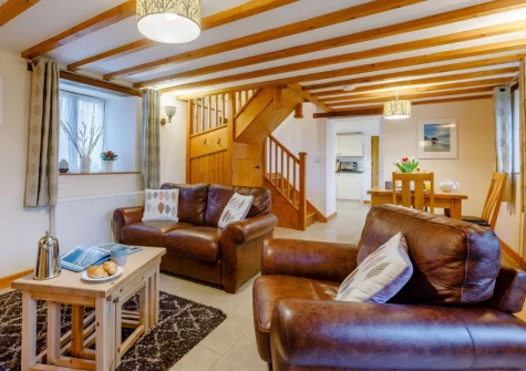 The living area at Vines Cottage, Edistone