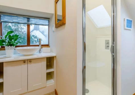 The shower room at Vines Cottage, Edistone