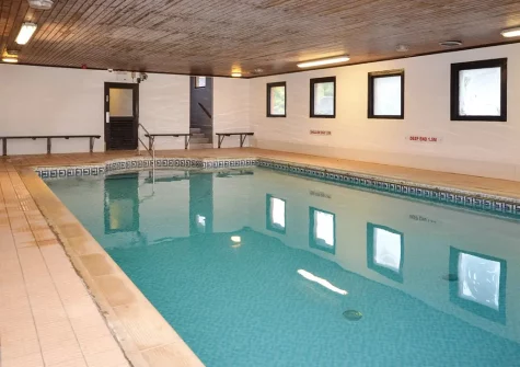 The shared heated indoor swimming pool at Waie Corner House, Zeal Monachorum