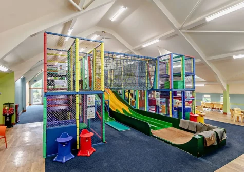 The shared indoor soft play area at Waie Corner House, Zeal Monachorum