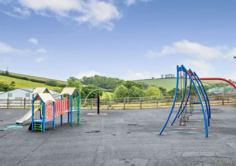 The shared outdoor adventure playground at Waie Corner House, Zeal Monachorum