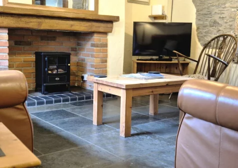 The cozy living room at Water Terrace, Combe Martin