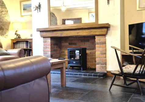 The cozy living room at Water Terrace, Combe Martin