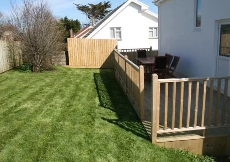 The decked patio, alfresco dining area & garden at Waterhayes, Appledore