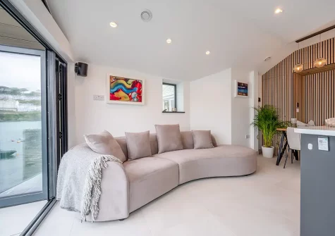 The living area at Waters Edge, Polruan