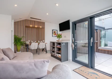 The living area at Waters Edge, Polruan