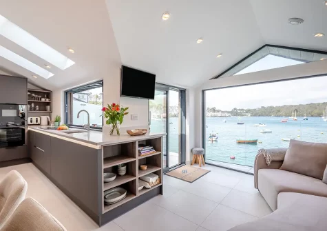 The living area at Waters Edge, Polruan