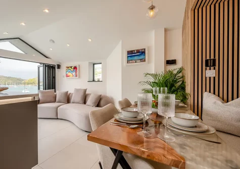 The dining area at Waters Edge, Polruan