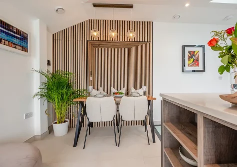 The dining area at Waters Edge, Polruan