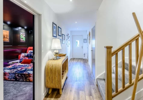 The entrance hallway & luxurious cinema room at Waters Reach, Westward Ho!