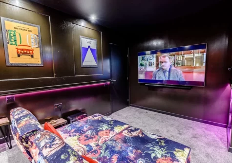 The luxurious cinema room at Waters Reach, Westward Ho!