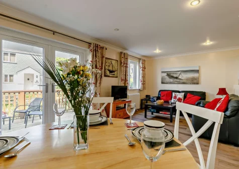 The dining area at Waterside at Pendra Loweth, Falmouth