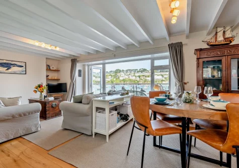 The living & dining area at Waterwitch Cottage, Polruan