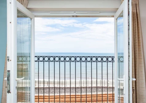 The sea view from the living area at Waves at Great Cliff, Dawlish