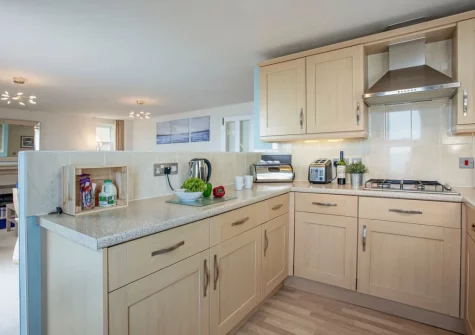 The kitchen at Waves at Great Cliff, Dawlish