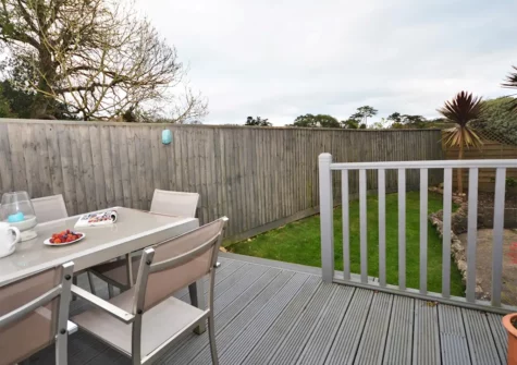 The decked patio & garden at Waves End, Babbacombe