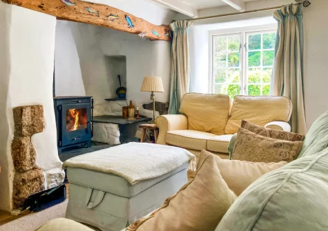 The living area at Wednesday Cottage, Helford