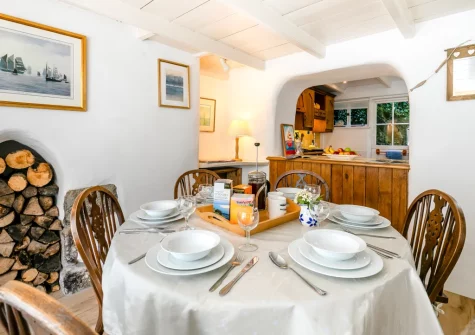 The dining area at Wednesday Cottage, Helford
