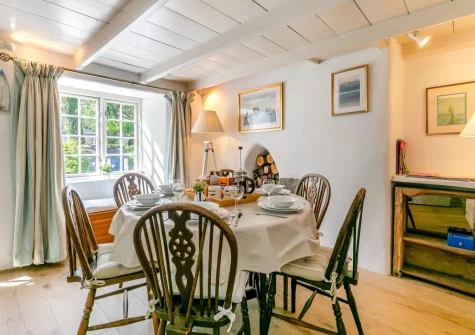 The dining area at Wednesday Cottage, Helford