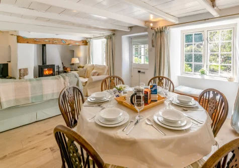 The dining area at Wednesday Cottage, Helford