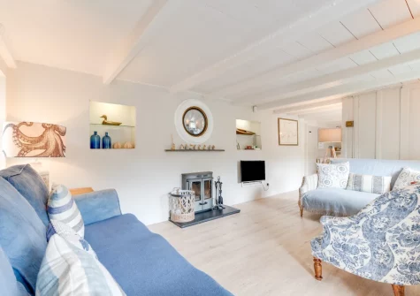The living room at Well Too, Helford