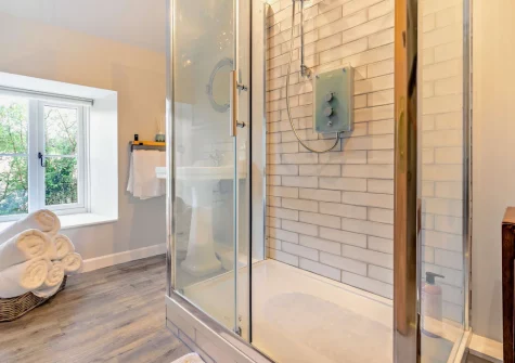 The shower room at West Cottage, Trescowe