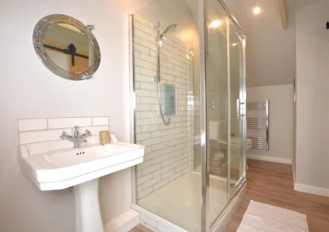 The shower room at West Cottage, Trescowe