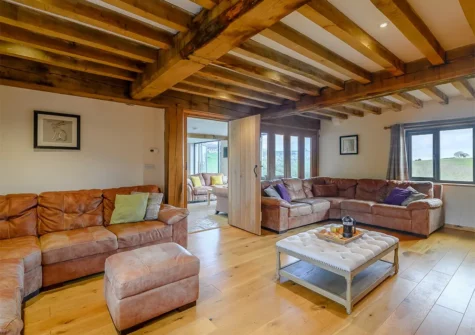 The living area at West Farleigh Barn, Cadeleigh