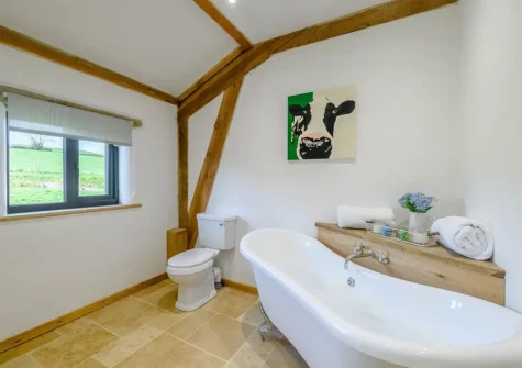 The bathroom at West Farleigh Barn, Cadeleigh