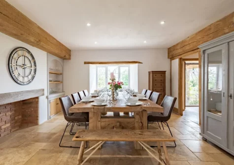 The dining room at West Farleigh Farmhouse, Cadeleigh