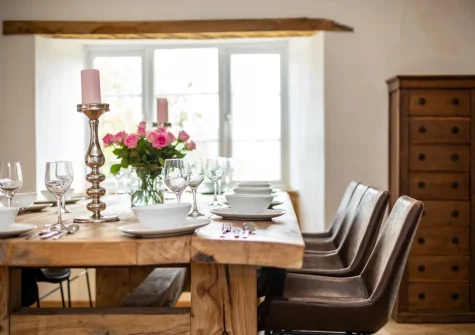 The dining room at West Farleigh Farmhouse, Cadeleigh