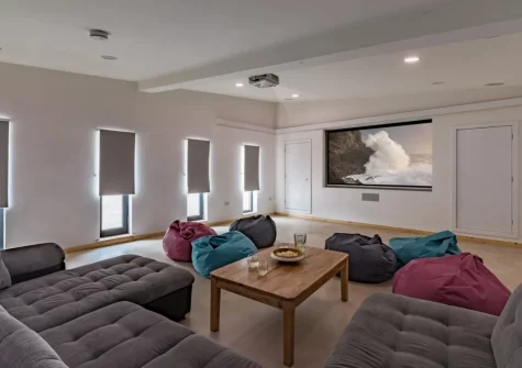 The cinema room at West Farleigh Farmhouse, Cadeleigh