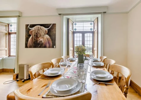 The dining area at West Goldsworthy Farm, Horns Cross