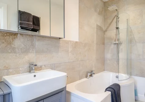 Bedroom #1 en-suite at West Hayne Cottage, Cheriton Fitzpaine