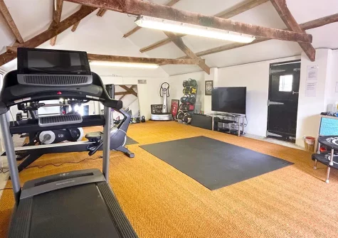The fully-equipped indoor gym at West Pennicknold Barn, Shebbear