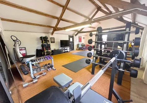 The fully-equipped indoor gym at West Pennicknold Barn, Shebbear