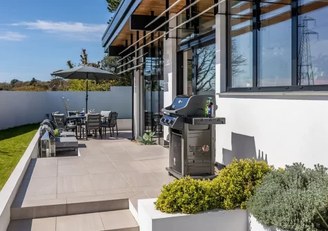 The terrace, barbecue & alfresco dining area at West Pine Villa, Tehidy