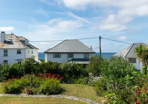 The garden & view from the terrace at Westhaven, Trevone
