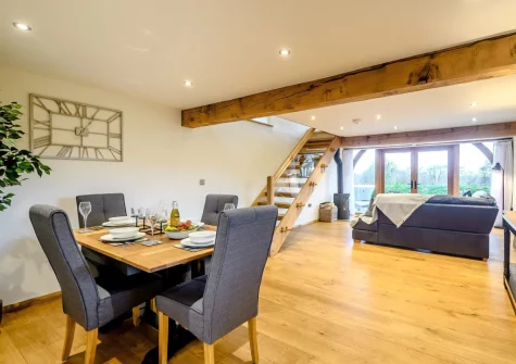 The dining area at Weston Farm Barn, East Knowstone