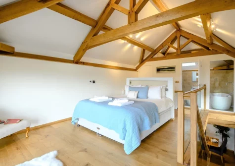 The bedroom at Weston Farm Barn, East Knowstone
